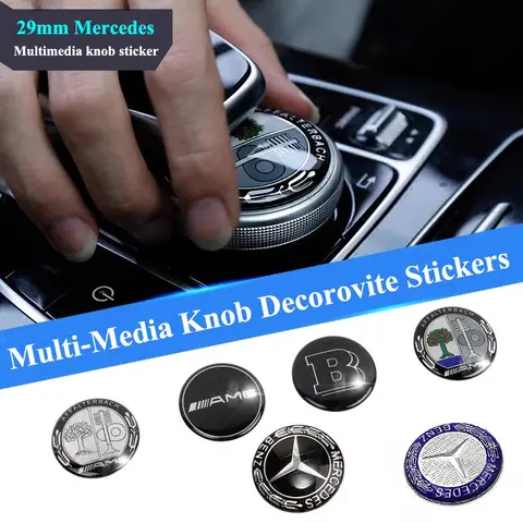 29mm 로고 자동차 멀티미디어 손잡이 엠블럼 배지 스티커 메르세데스 벤츠 AMG W124 W140 W163 W203 W204 W205 GLA GLC GLE CLA CLK CLS