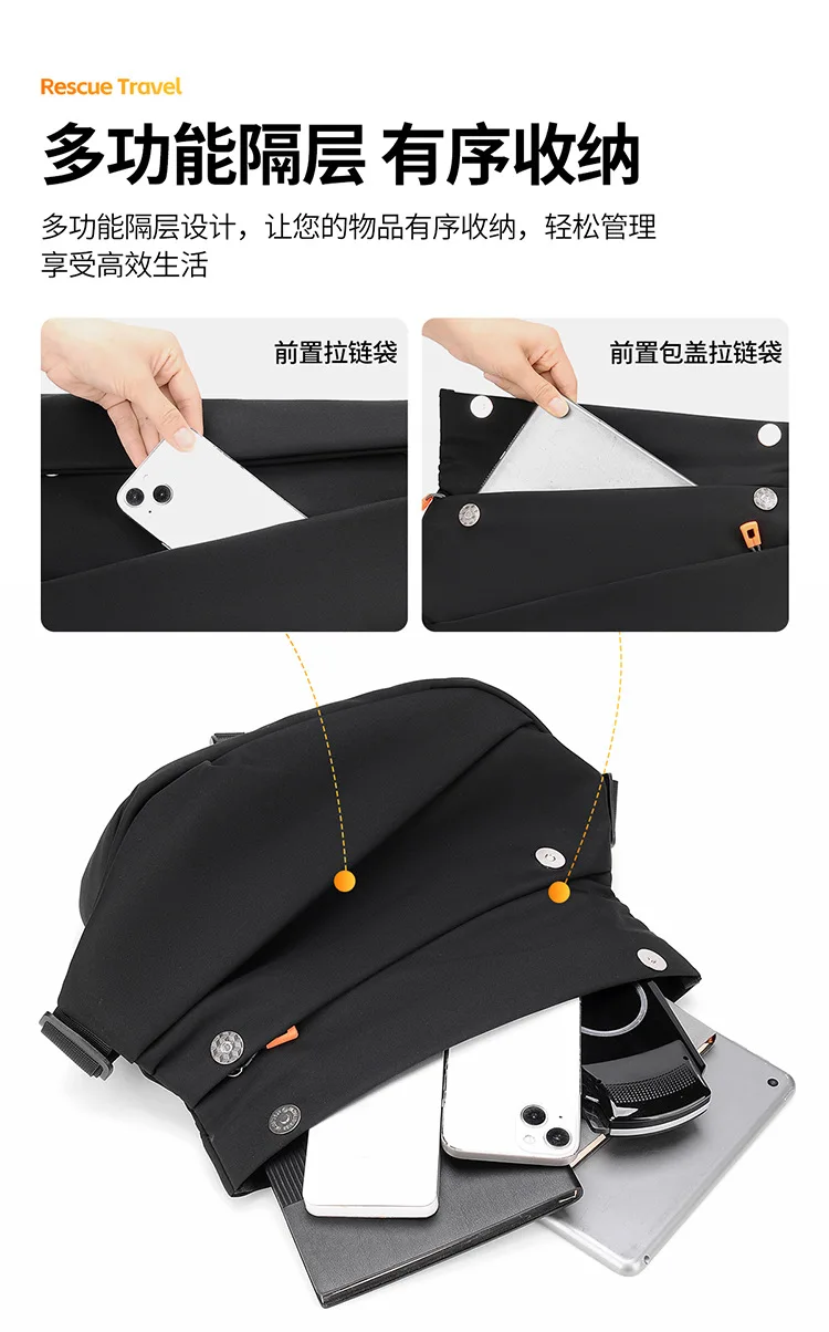 Men's Water-Resistant Multi-Functional Tactical Bag, Outdoor Durable Crossbody Chest Pack, Lightweight Motorcycle Shoulder Bag