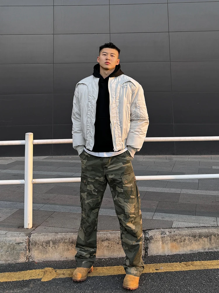 American Style Thickened Winter Flight Jacket Men's Cotton Motorcycle Jacket Short Baseball Style Warm Casual Outerwear