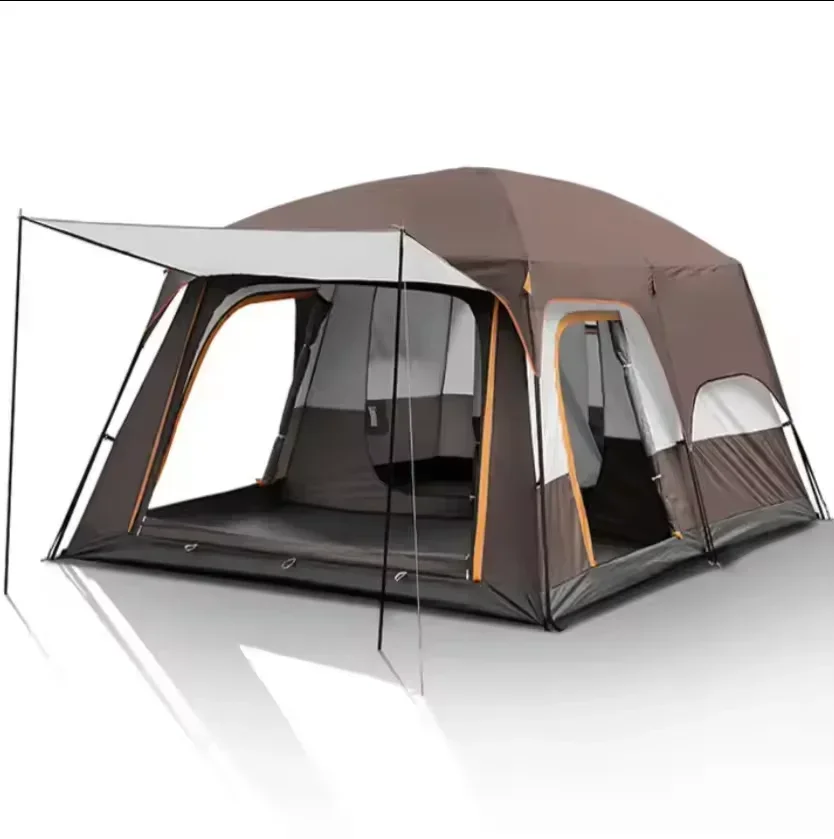 Factory Customized 5-8 Person Luxury Large Dome Double Layers Family Waterproof Folding Two Rooms Outdoor Camping Tents