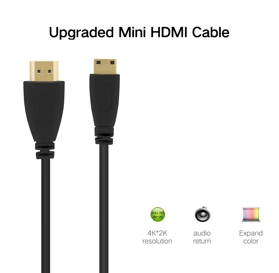 Mini hdmi-kompatybilny z kabel Hdtv 1080p 3D pozłacana wtyczka Adapter o wysokiej prędkości dla kamera monitorująca projektor TV 1M,1.5M,2M,3M,5M