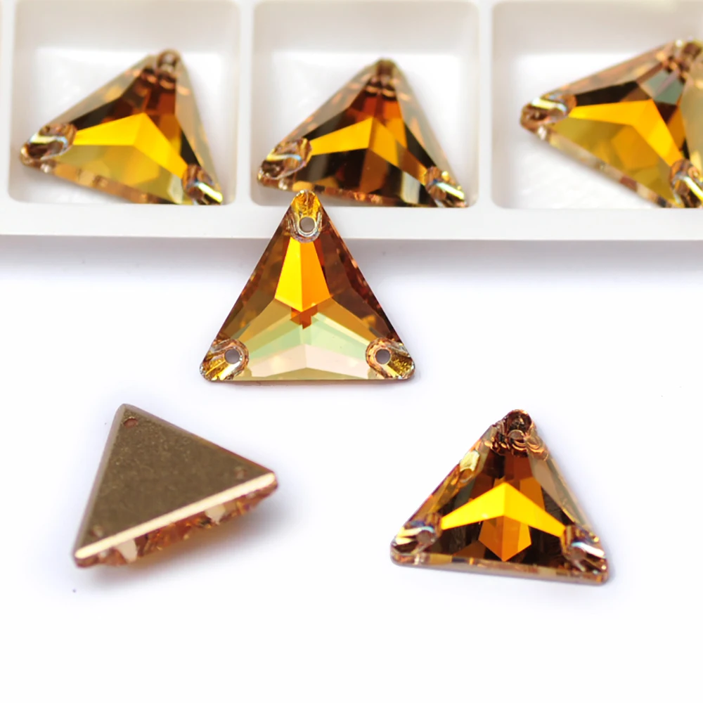 

Triangle SunShine Gold Sew on Rhinestones 3270 Glass Fancy Glass Flat Back Bling Diamond Stone for Fashion Jewelry Clothes
