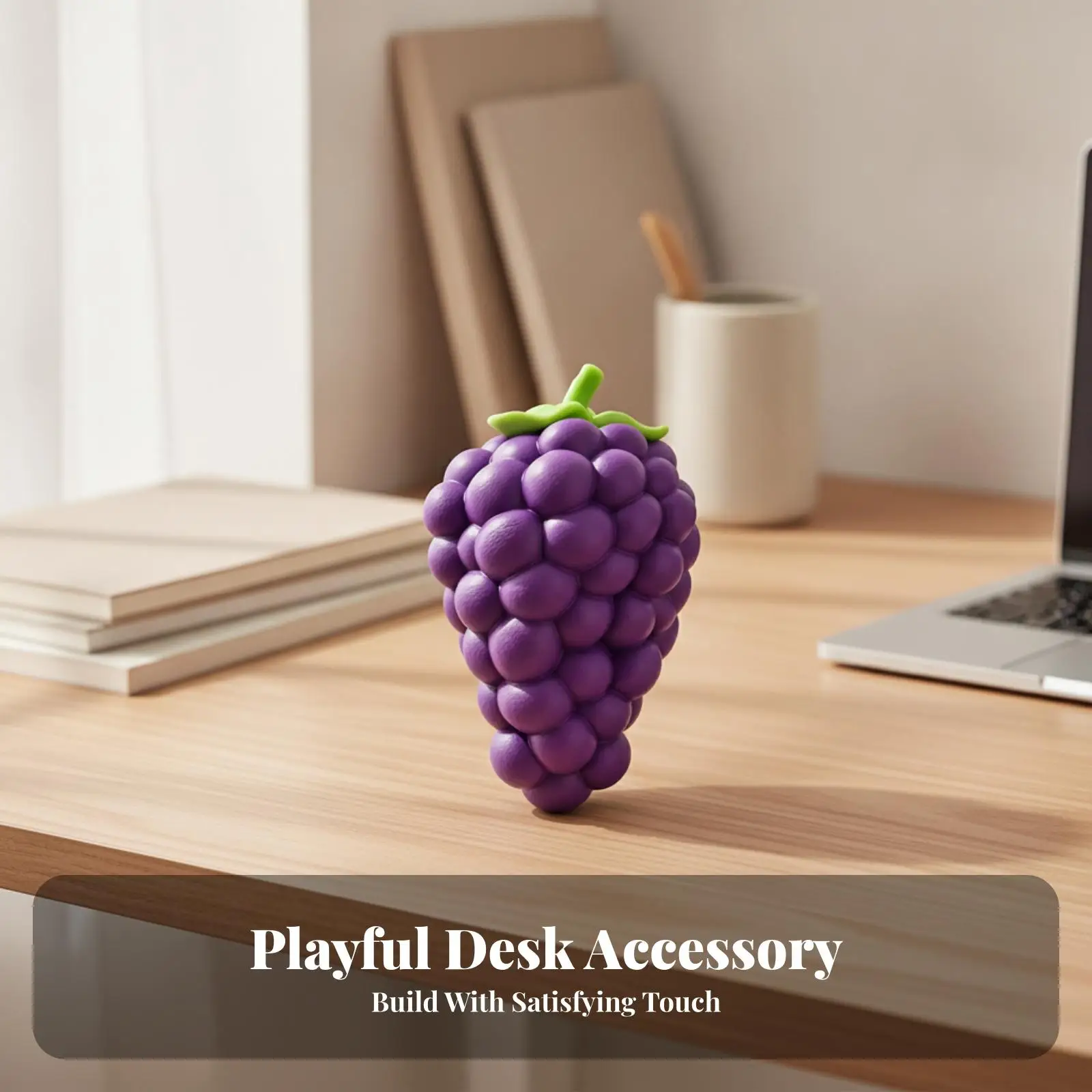 Purple Artificial Grape Stress Ball Large TPR Hand Exercise Toy for Relaxation Decorative Fruit Accent Piece