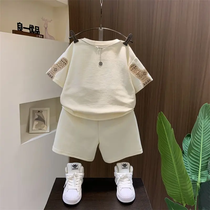 Boys Clothing Set 2024 Korean Loose Shirts+ Shorts 2pcs/set Sport Suits for Kids Teenager Tracksuits Casual Baby Outfits Clothes