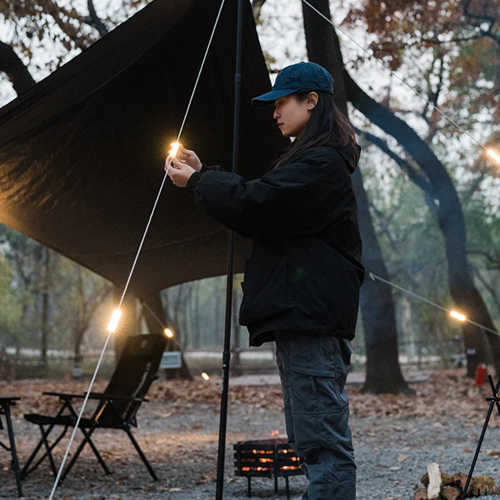 New Outdoor Camping Guyline Warning Lights Tent Rope Lamp Rechargeable Type C Hanging Safety Light For Tents Shelters Hiking