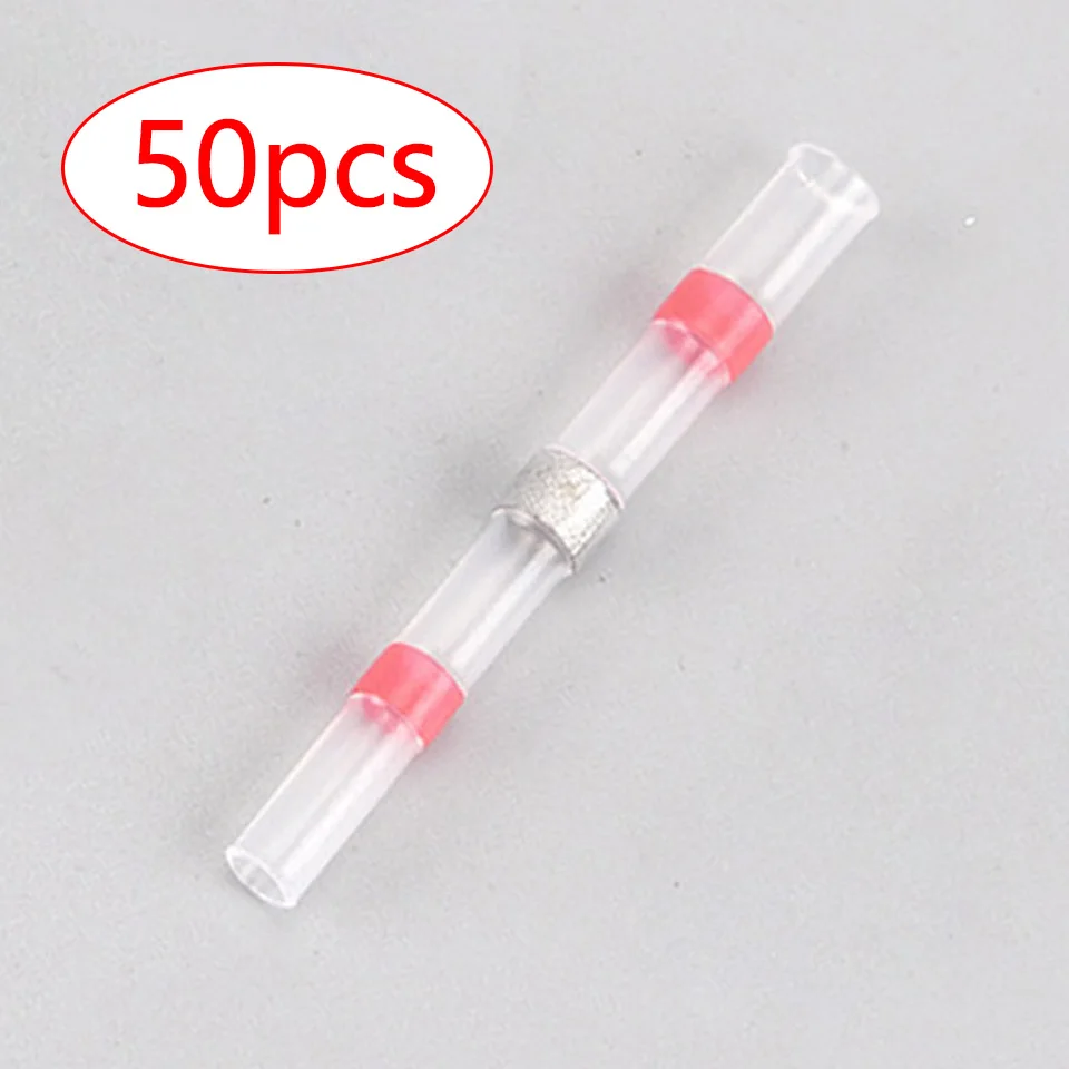 50 stücke Stücke Wasserdichte Solder Dichtung Zinn Ring Schrumpf Butt Draht Stecker Terminal Elektrische Kupfer Band Solder Hülse
