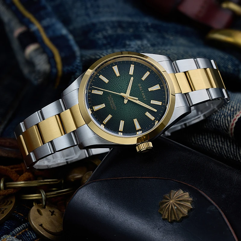 Baltany 39 مللي متر NH38 التلقائي فستان ساعات رجالية BGW9 مضيئة 20Bar سوار الفولاذ المقاوم للصدأ ثلاثية الأبعاد المدخن الهاتفي ساعة رياضية للرجال