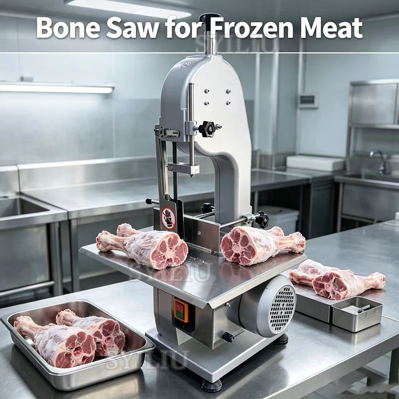 Commercial Electric Meat Bone Saw Machine 0.65KW Automatic Tabletop Stainless Steel Bone Cutter With Workbench Countertop Home