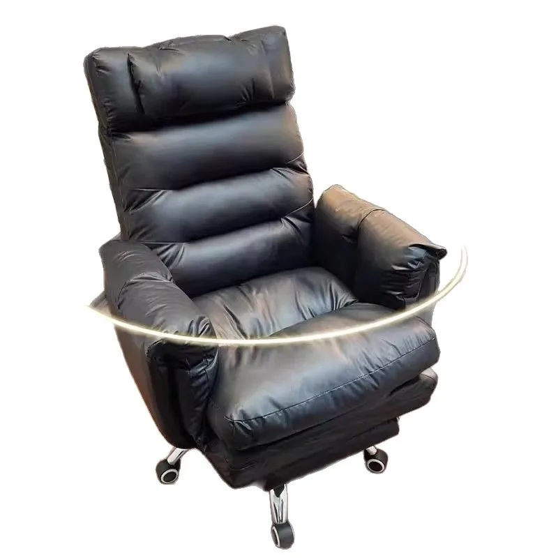 Boss chair for home use, comfortable leather sedentary reclining study sofa, backrest computer chair, business sitting  chair