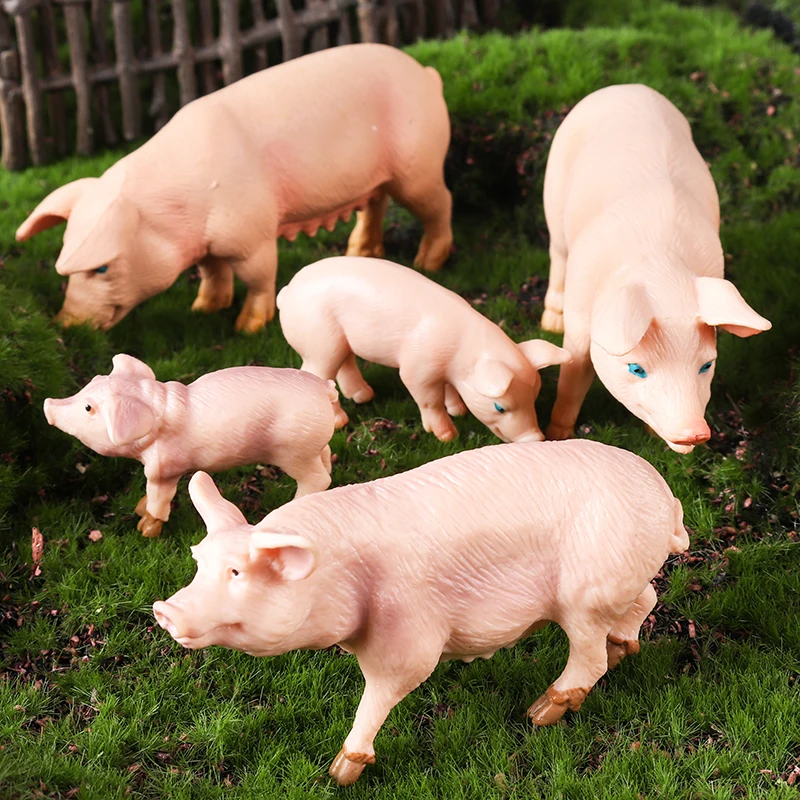 Oenux zwierzęta gospodarskie Model symulacja świnia świnia świnia dzik świnka dzika świnka dzika figurki drobiu figurka edukacyjna zabawka dla dzieci