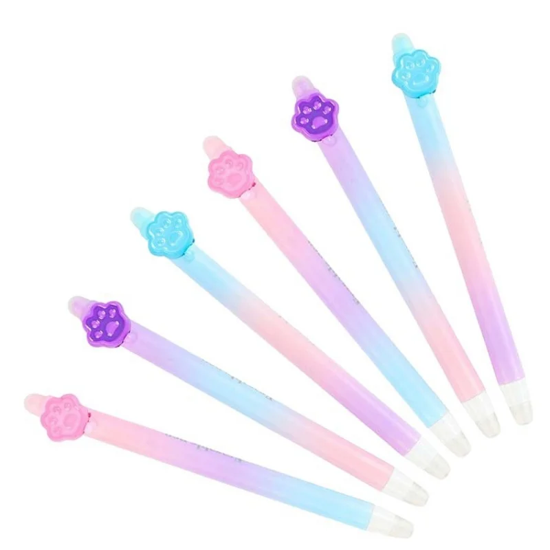 36pcs/lot Creative Cat Paw Erasable Gel Pen Cute 0.5mm Blue Ink Signature Pens Promotional Gift Office School Supplies