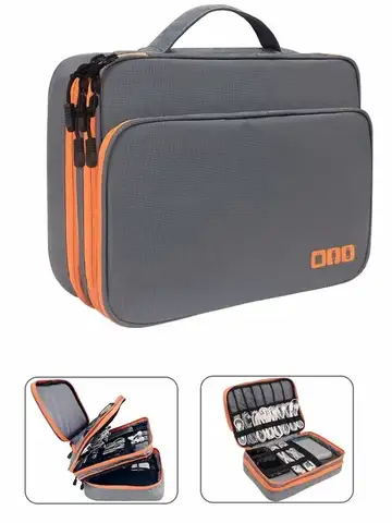 Multi Layer Cable Storage Bag, Electronic Accessories Organizer, Portable Travel Cable Organizer Case for iPad cable Charger
