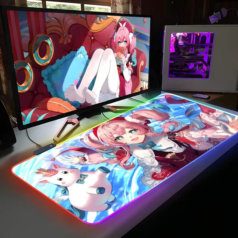 

Honkai Star Rail Hyacine Mouse Pad RGB Rubber Computer Laptop Official Game Colored esports Aesthetic Pretty Fashion Luxury Mat