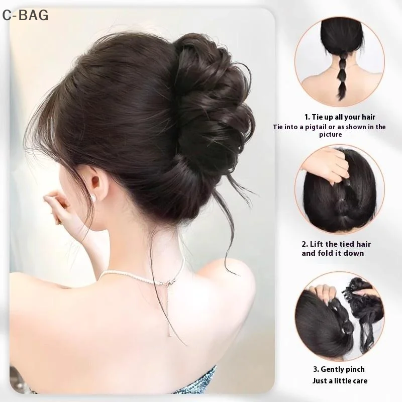 Articolo per capelli imitazione chignon arruffato Estensione clip per artiglio Scrunchie-like Lethargic Bloom Bun Coda di cavallo arricciata
