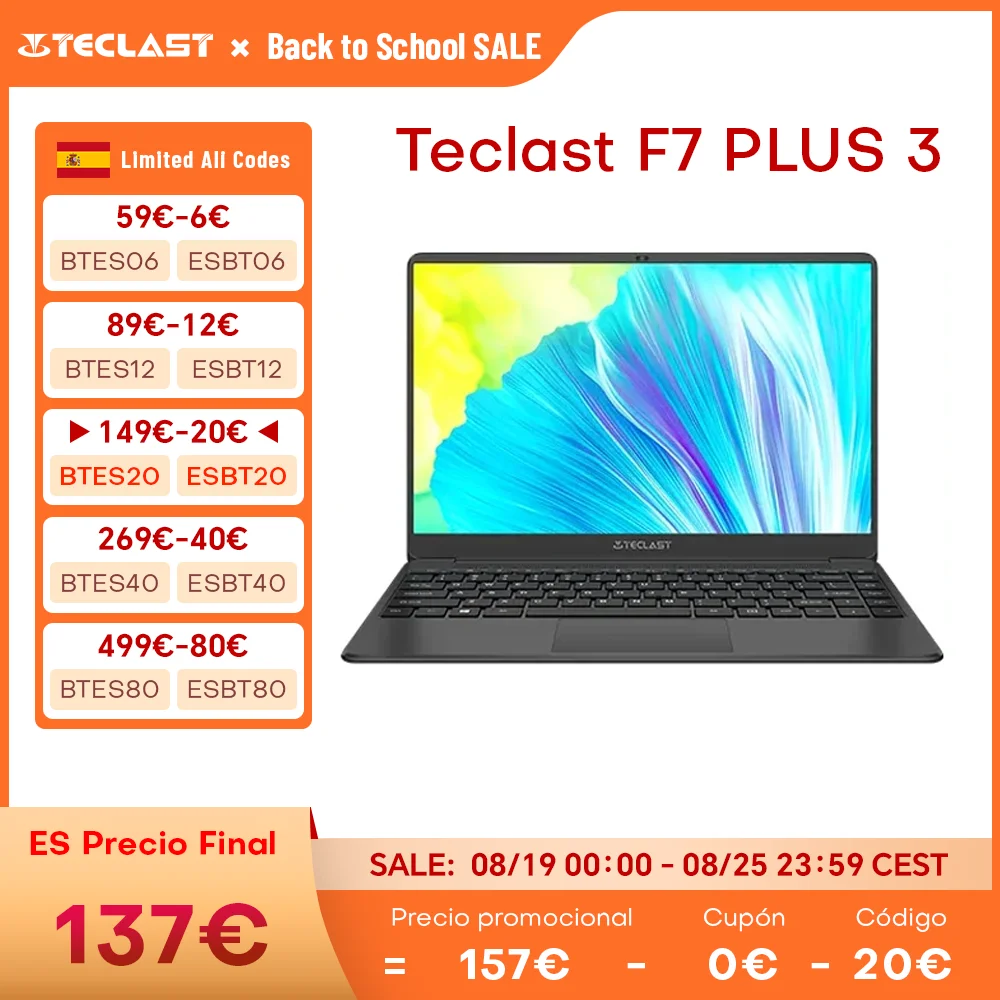 Teclast-ordenador portátil F7 Plus 3 DE 14,1 pulgadas, 8GB de RAM, 256GB de SSD, 1920x1080 Gemini para Intel Lake, Windows 11, WiFi de doble banda