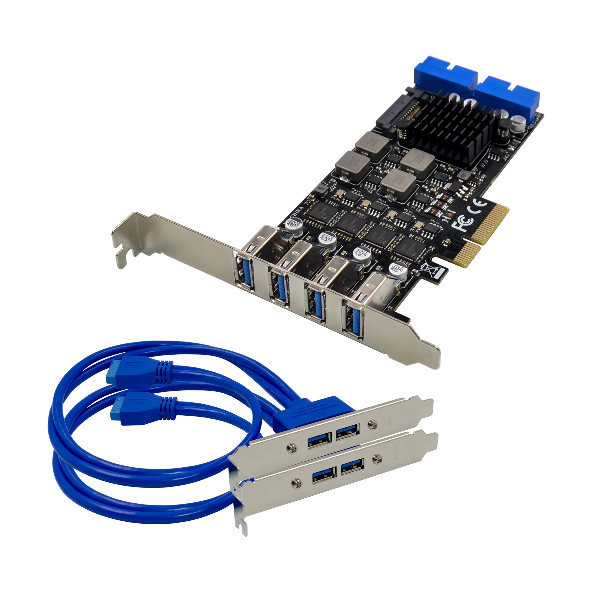 Sunweit st660factory em estoque pci-e x4 usb3.1 gen2 20 g/s auto-potência pcie 4 portas construir em cartão com 4 portas adicionais adicionais