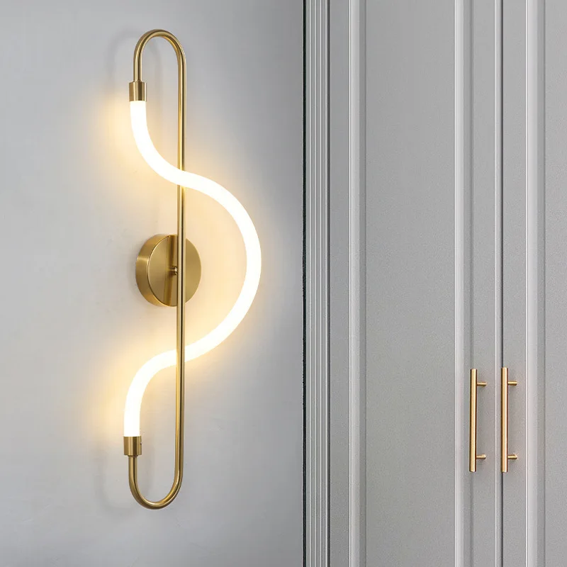 Minimalist Artistic Lines Wall Lamp LED Living Room Background Wall Bedside Hotel Staircase Decoration Music Notation Wall Light