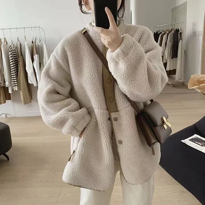 Winter Clothes Women Jackets for Women Lambwool Coat Korean Fashion New In Loose OverSize Thick Parkas Long Sleeve Top Coats