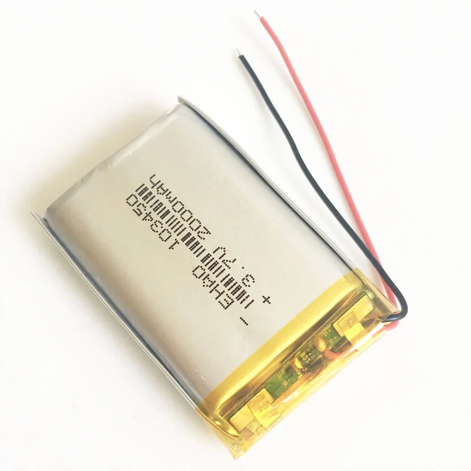 10 PCS 3.7V 2000MAh 103450แบตเตอรี่ลิเธียมโพลิเมอร์ Li-Po แบตเตอรี่แบบชาร์จไฟได้สำหรับ GPS PSP DVD แล็ปท็อปแท็บเล็ต PC แบตสำรองกล้อง PAD MID