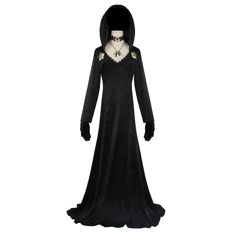 Resident Village 8 Alcina Dimitrescu Daniela Vampire Cosplay Costume Gothic Adult Women Long Dress Halloween Cainiva Blax,3;b'2. view 4
