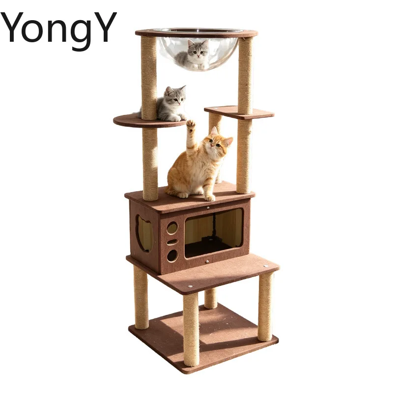Luxury multi-litter cat climbing frame cat tree integrated large space capsule cat rack