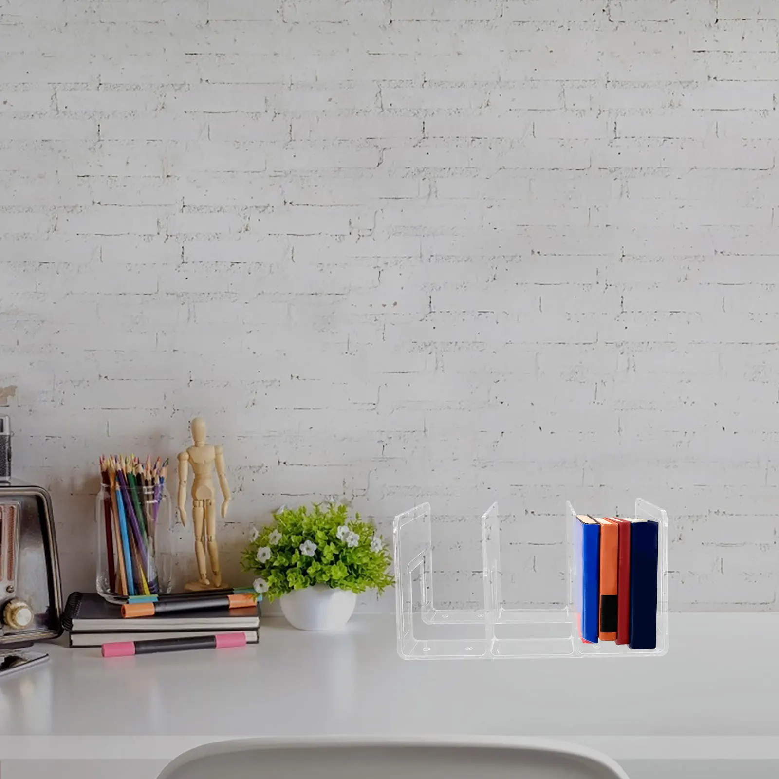 

2Pcs Book Organizer Stand Acrylic Clear Support Tabletop Bookend Decorative Home Office Desk Storage Acrylic Book Holder