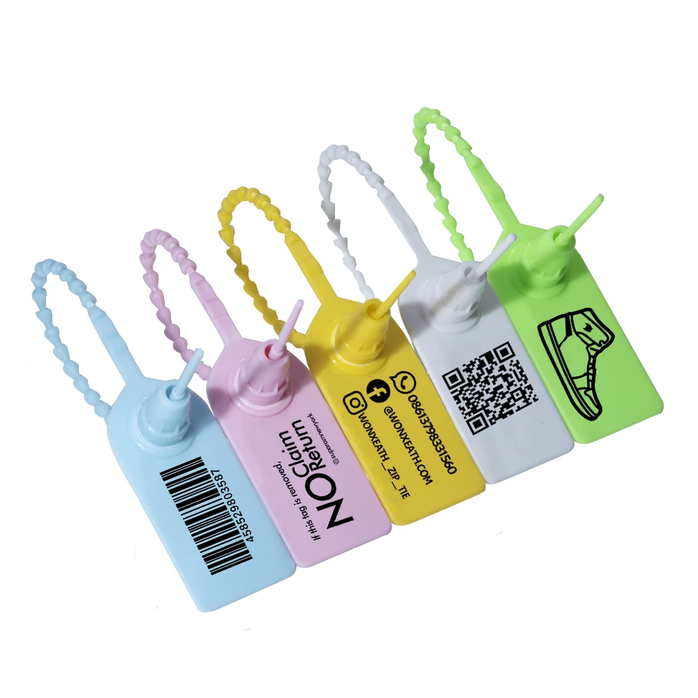 100Pcs Custom Hang Tag Plastic Disposable Garment Price Brand Logo Gift Retail Security Label Tags for Shoes and Bags 180mm/7.1\