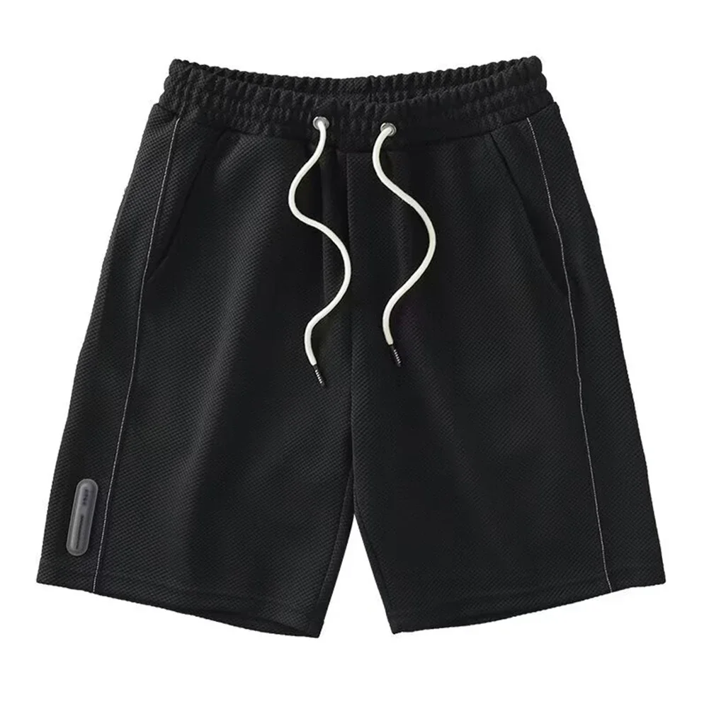 

Men Waffle Korean Shorts Drawstring Baggy Pant Fitness Gym Breathable Streetwear