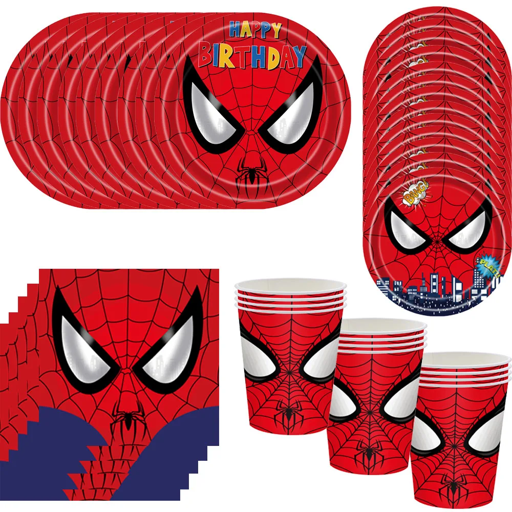 

Disney Spiderman Birthday Party Decor Plates Napkins Paper Cups Spiderman Tablecloth Superhero Birthday Party Supplies suit