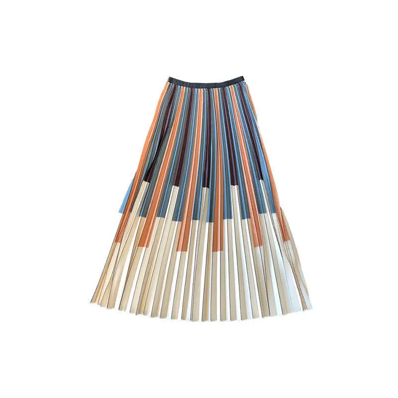 Contrast Color Printing Waist Mid-length A-line Skirt High-end Two-piece Suit Women's Summer Dresses Woman 2025 Dresses