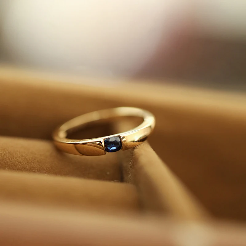 Classic Sapphire Engagement Ring Vintage glossy Light Luxury Couple Style Unisex Rings Party Banquet Jewelry adjustable