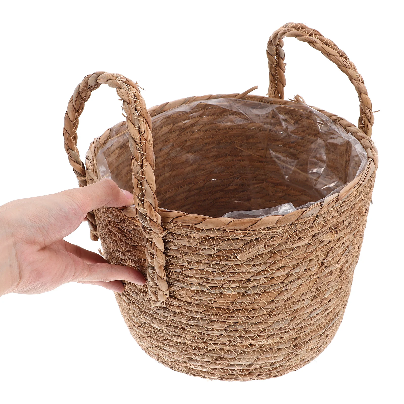 1 قطعة سلة زراعة الأعشاب البحرية ذات الطراز القديم 25 سنتيمتر مع بطانة بلاستيكية مدمجة لحل تخزين النباتات الاصطناعية في غرفة المعيشة