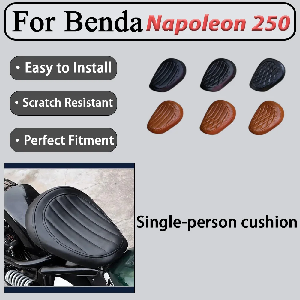 For Benda Napoleon 250 Retro-Style Single-Seat Wider Base Breathable Slip-Resistant Leather Seat Cushion with Enhanced Riding