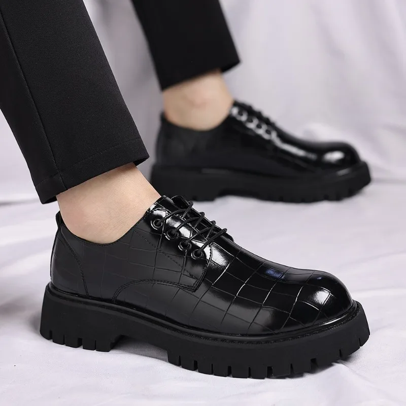Men British Style Thick Sole Leather Shoes Luxury Brand Wedding Dress Shoes Business Men's Formal Casual Footwear Big Size 38-48