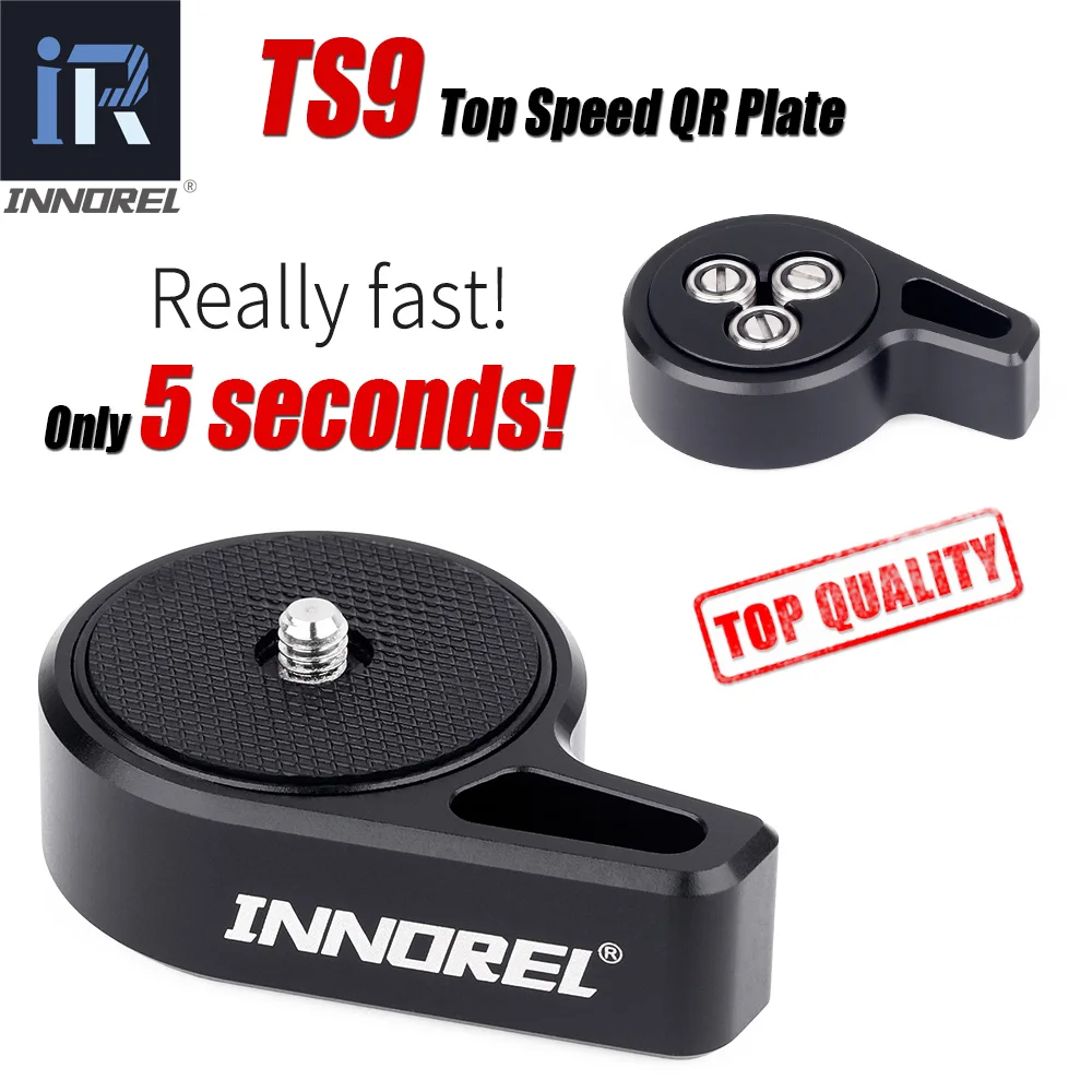 

Quick Release Camera Baseplate INNOREL TS9 With 1/4"-3/8" Screw Only 120g ,for Tripod Head DSLR Stabilizer Slider Jib