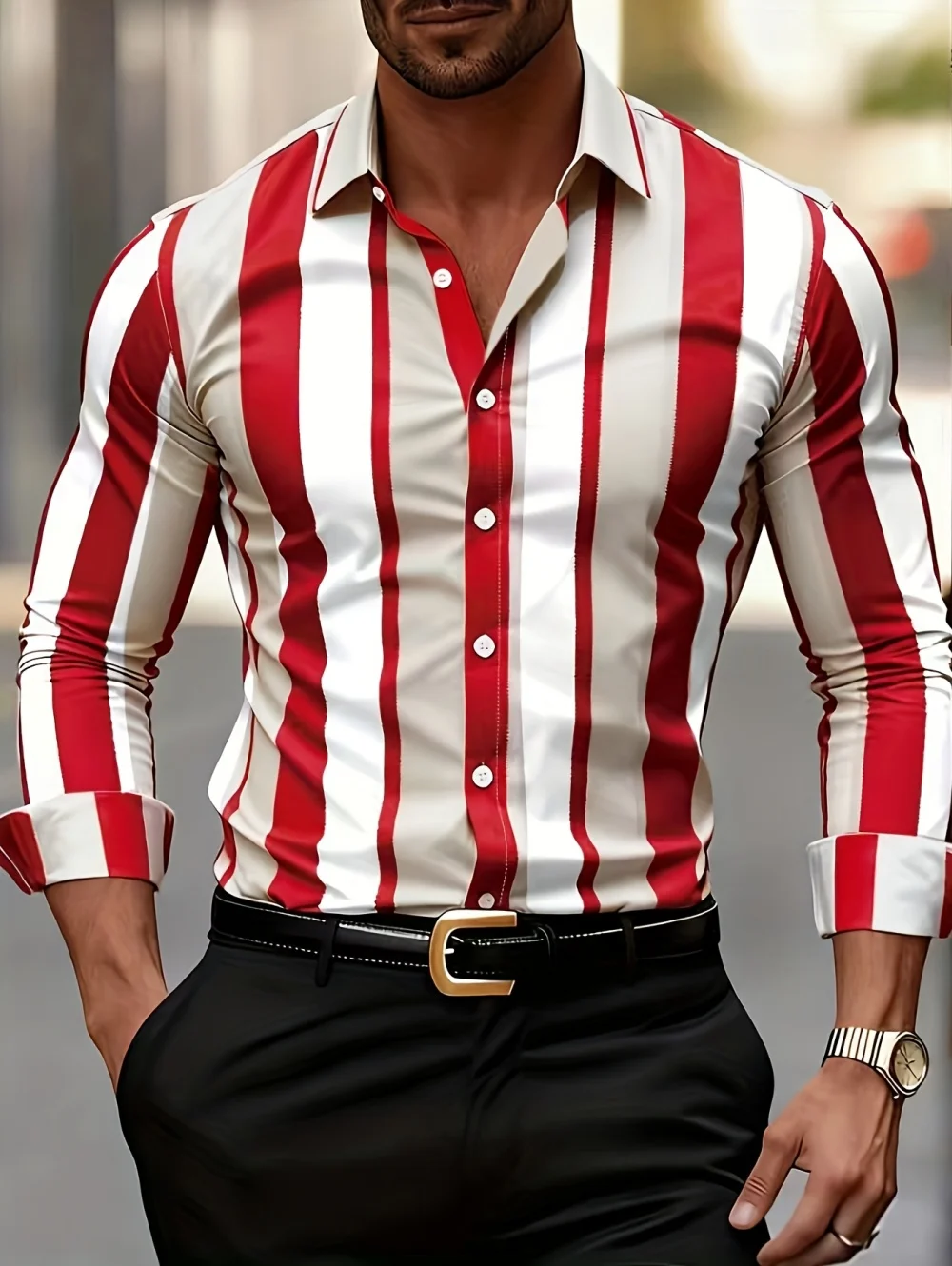 

New Men's Spring and Autumn Shirts Minimally Stripe Design Casual Business High Quality Tops Classic Quick-Drying Shirt for Man