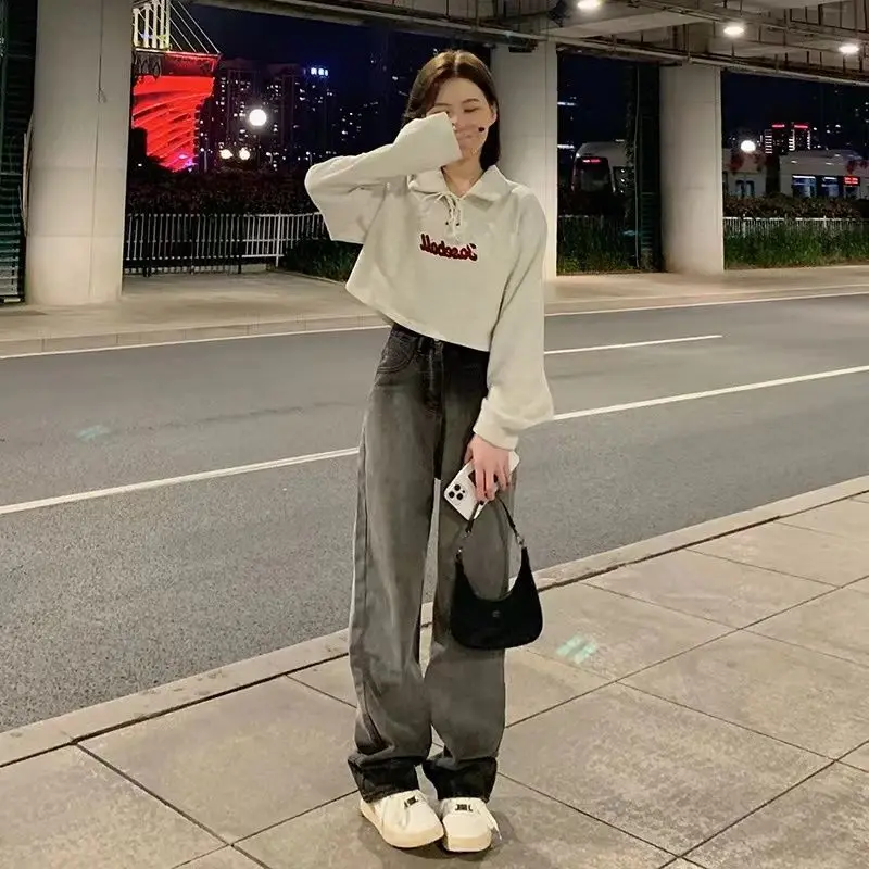 

Толстовки с открытыми плечами, женские эластичные толстовки без шапочки-основы с граффити, супер большие цвета кампуса, летняя темная одежда с цветными блоками