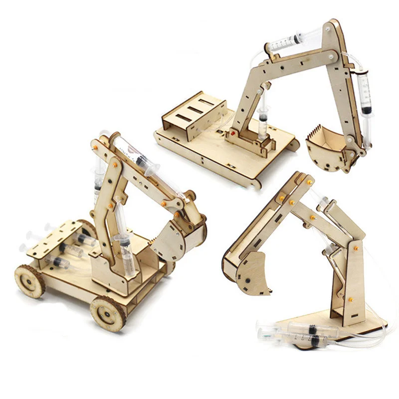 DIY Wooden Hydraulic Excavator Model Assembly Kit Training Observation Analytical Skills Scientific Novelty Toy Birthday Gift﻿﻿﻿