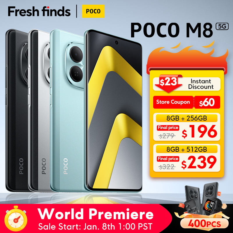  【World Premiere】POCO M8 5G Smartphone Global Version Snapdragon® 6 Gen 3 6.77" 120Hz Display 50MP Camera 5520mAh 45W NFC 