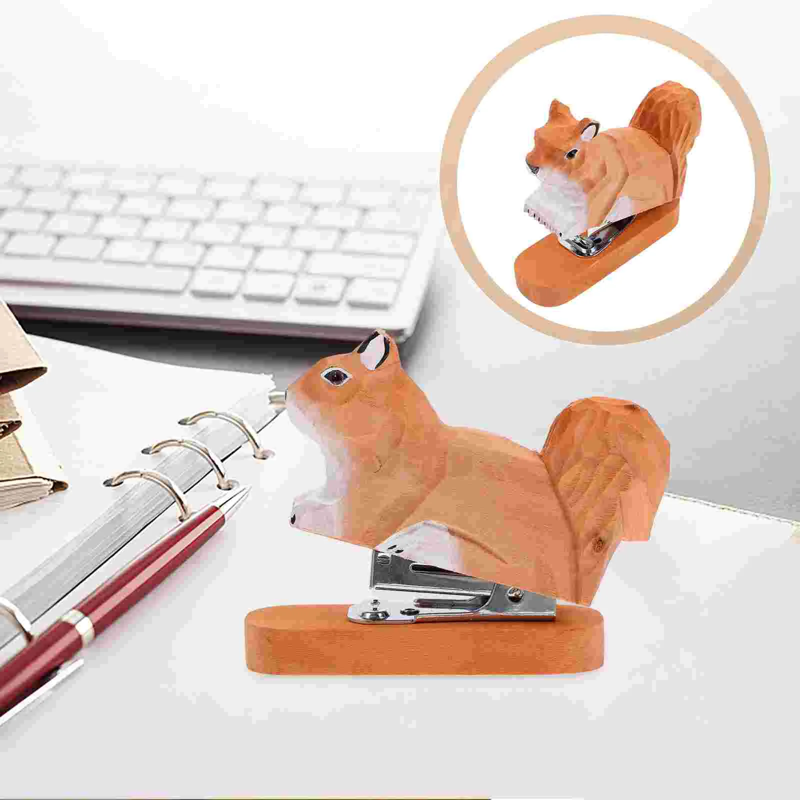 Travel Stapler Paper Stapling Tool Log Simple Yet Charming Reusable Booklet Metal Wooden Office Decor