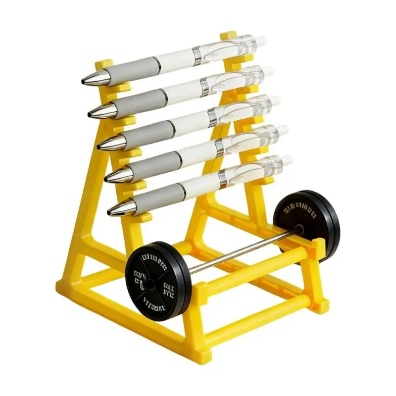 Desk Pen Rack with Barbell Pen Holders Stand for Pencils Markers and Writing Tools in Study Dorm Areas Daily Use D2RC