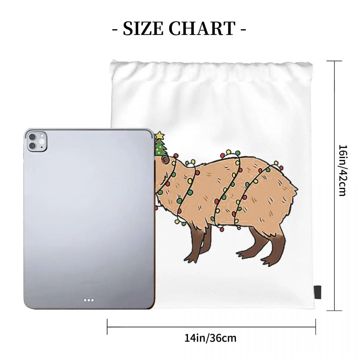 Cute Christmas Capybara Illustration Backpacks Multi-function Portable Drawstring Bags Sundries Bag Book Bags Man Woman Students