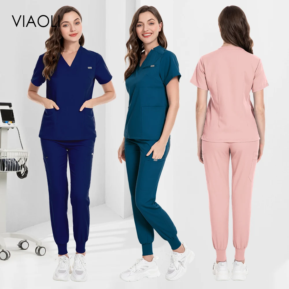 High Quality Operating Room Hospital Scrubs Uniform Suit Specialized Surgical Uniform for Women Men Jogger Set Elastic Scrub Set
