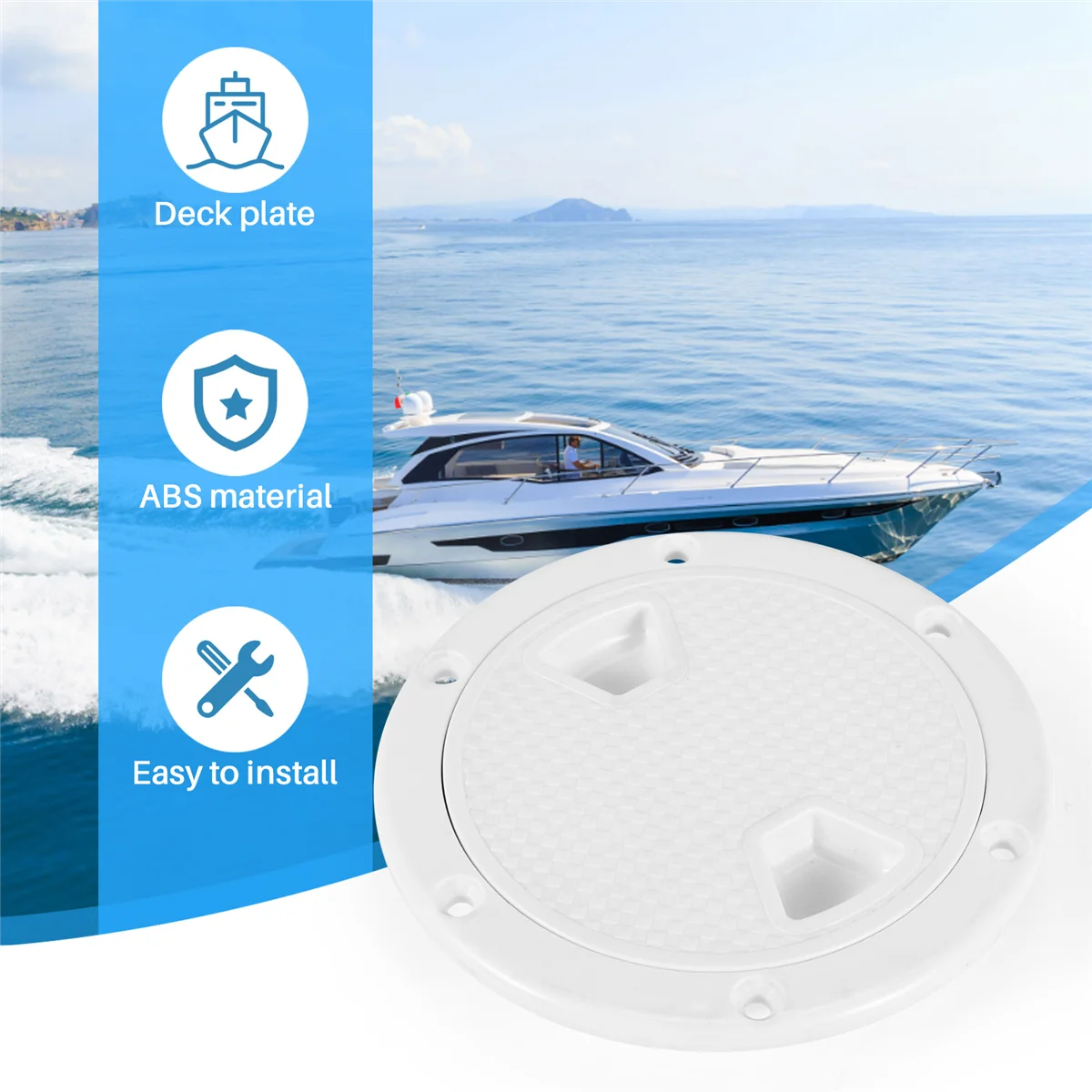 Circular Non Slip Inspection Hatch-Boat Hatch Deck Plate with Detachable Cover for RV Marine Boat Kayaks-4Inch White