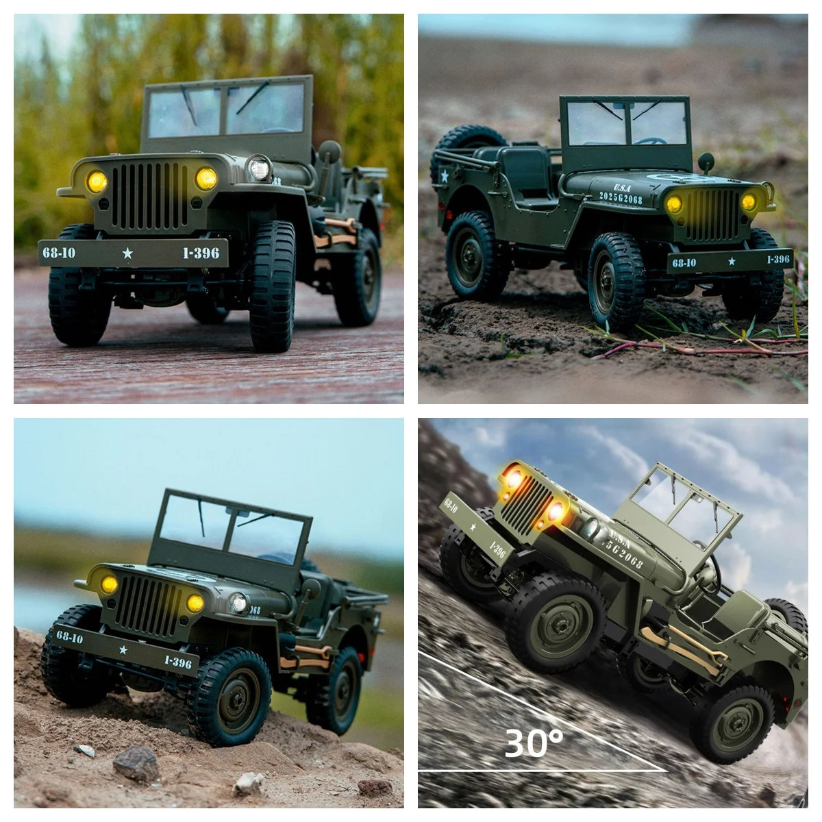 

1/10 RC Off Road Vehicle C8815 4WD Remote Control Rock Crawler Car Climbing Car RTR LED Lights Toy Military Truck Model for Boy
