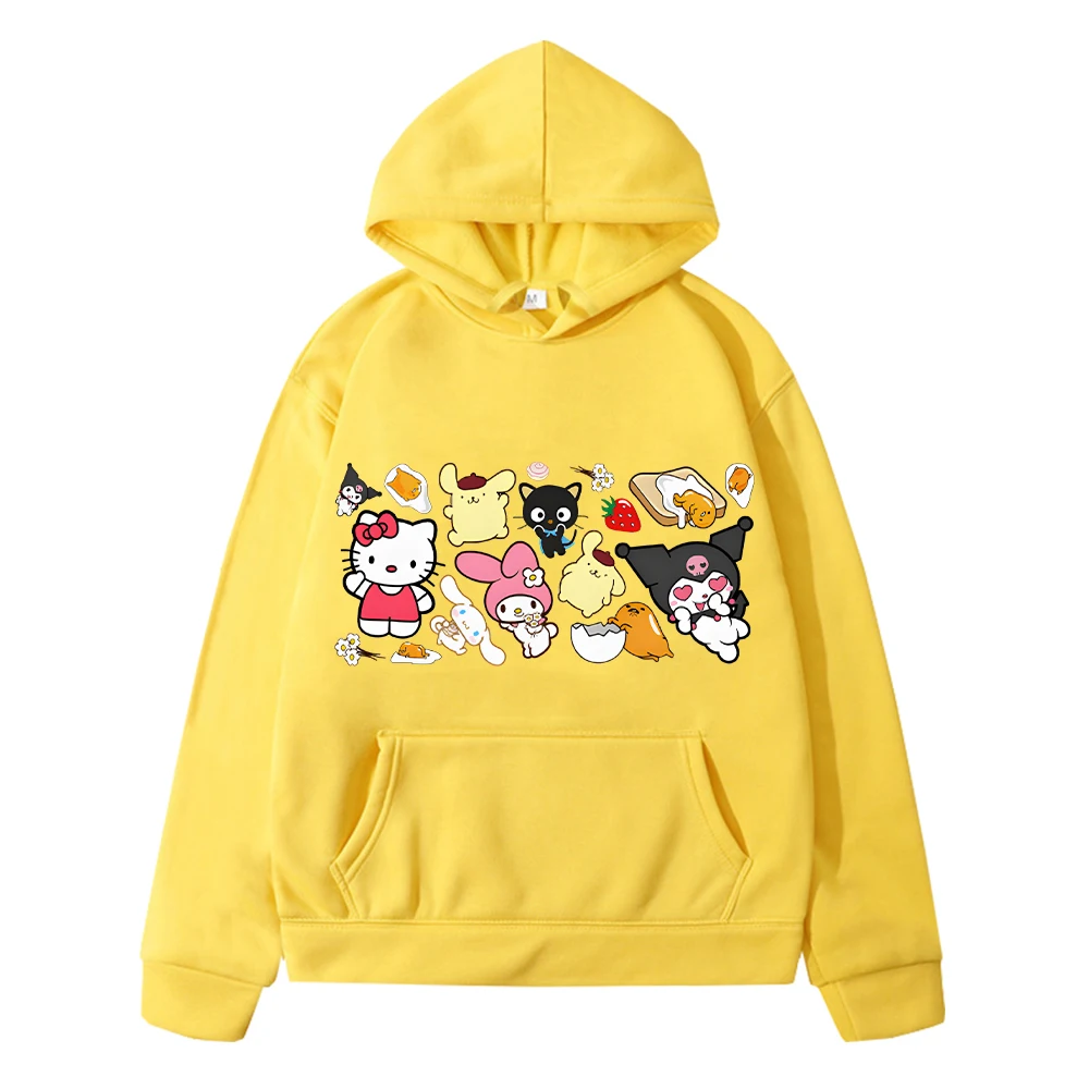 Sanrio anime hoodie Print Fleece sweatshirt boy pullover y2k sudadera hello kitty Kawaii hoodies Autumn jacket kids clothes girl