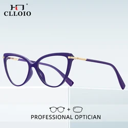 CLLOIO Luxury Reading Glasses for Women Versatile Cat Eye Anti Blue Light Myopia Glasses Hyperopia Optical Eyeglasses Frame 2098