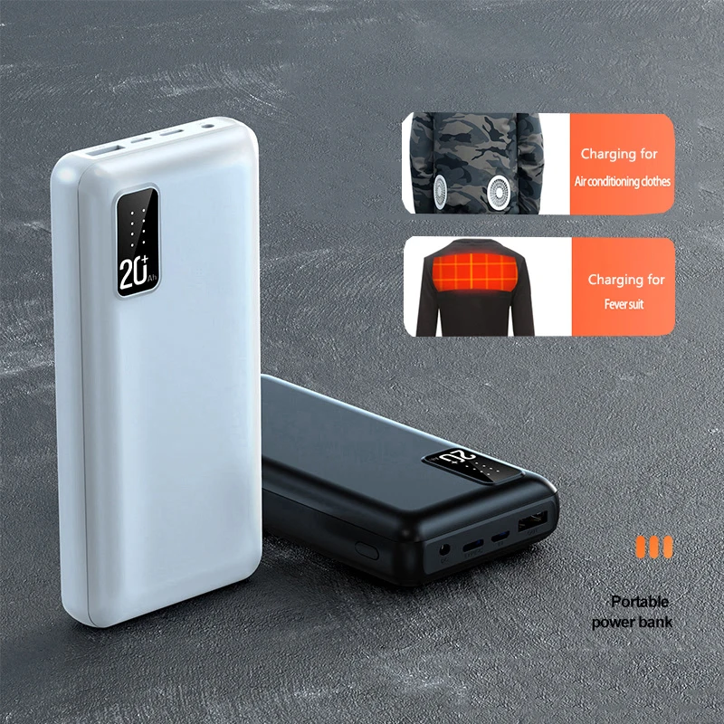 

20000mAh Power Bank 12V DC Output Portable Charger Powerbank For iPhone Samsung Xiaomi Heated Vest Jacket External Spare Battery