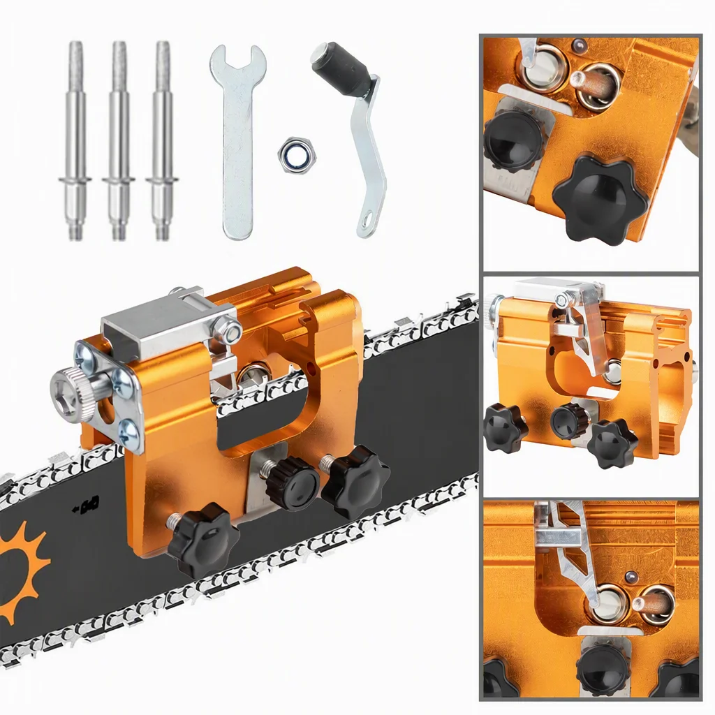 Hand‑Crank Chainsaw Sharpener Jig Portable Chainsaw Kit Aluminum Alloy Quick Sharpen Guide for Lumberjack Woodworking