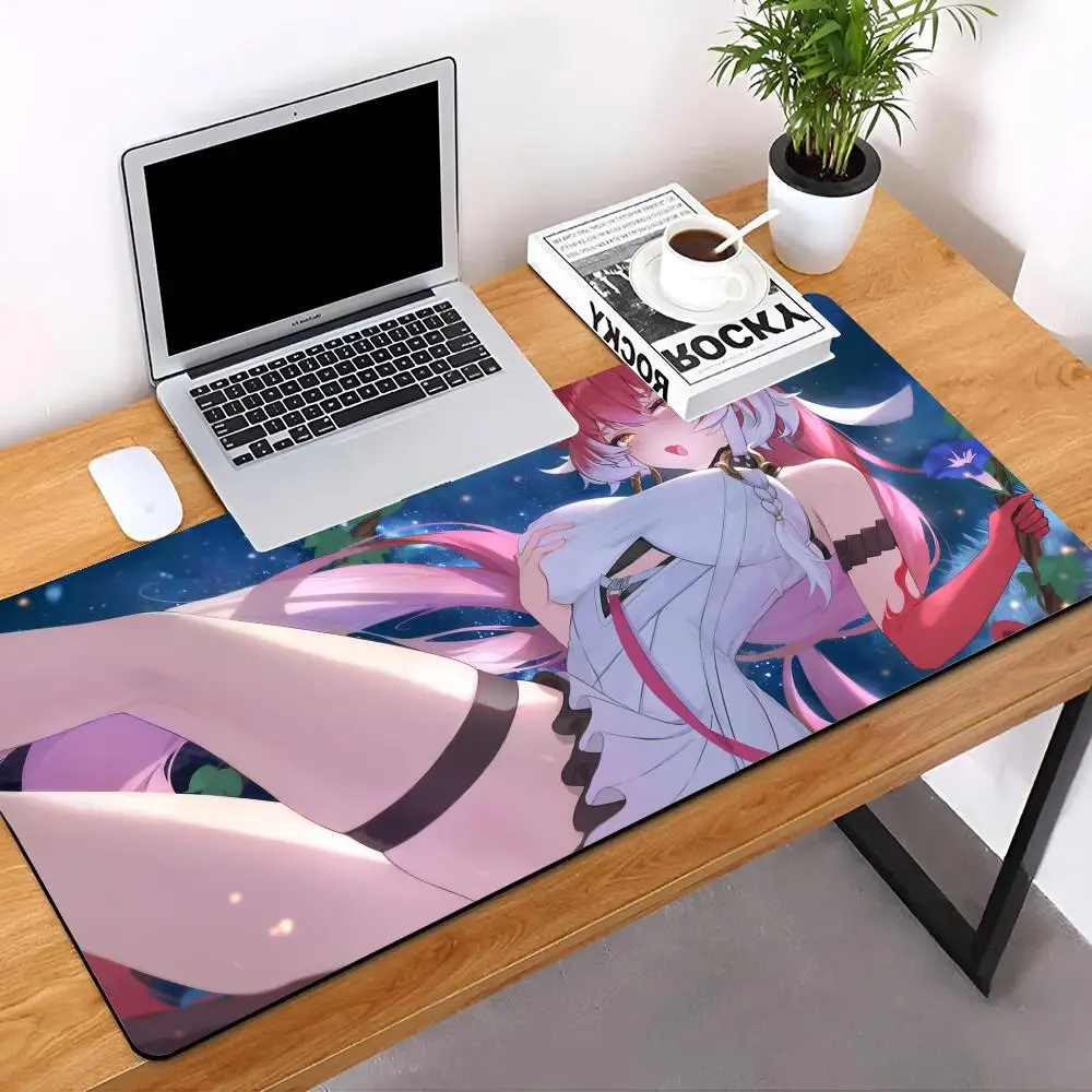 Wuthering Waves chouri  MINISO Mouse Pad E-sports players Desk Mat With Pad Gaming Accessories Prime Gaming Keyboard Pad XXL 90x